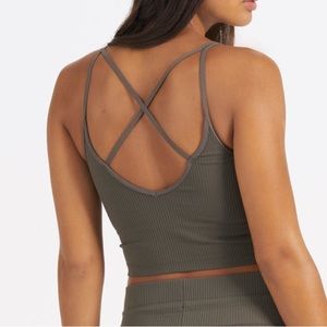 Vuori cropped tank in olive green